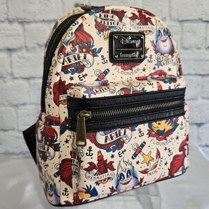 Loungefly Little Mermaid Tattoo Characters Disney Princess Mini Backpack Bag New
